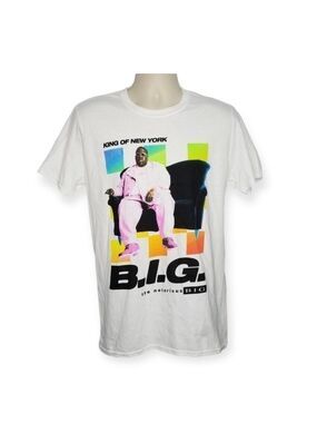 Notorious B.I.G. White Graphic Short Sleeve Rapper Tee T-Shirt M